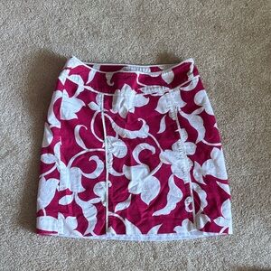 Ann Taylor Pink and White Floral Pencil Skirt
